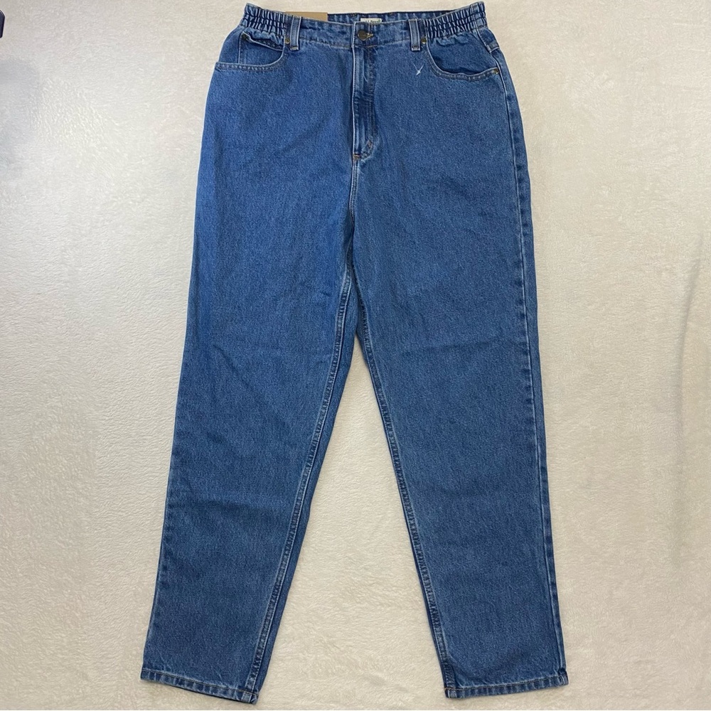 L.L. Bean Womens Sz 16 Original Fit Relaxed Straight Leg Blue Mom Stretch Jeans